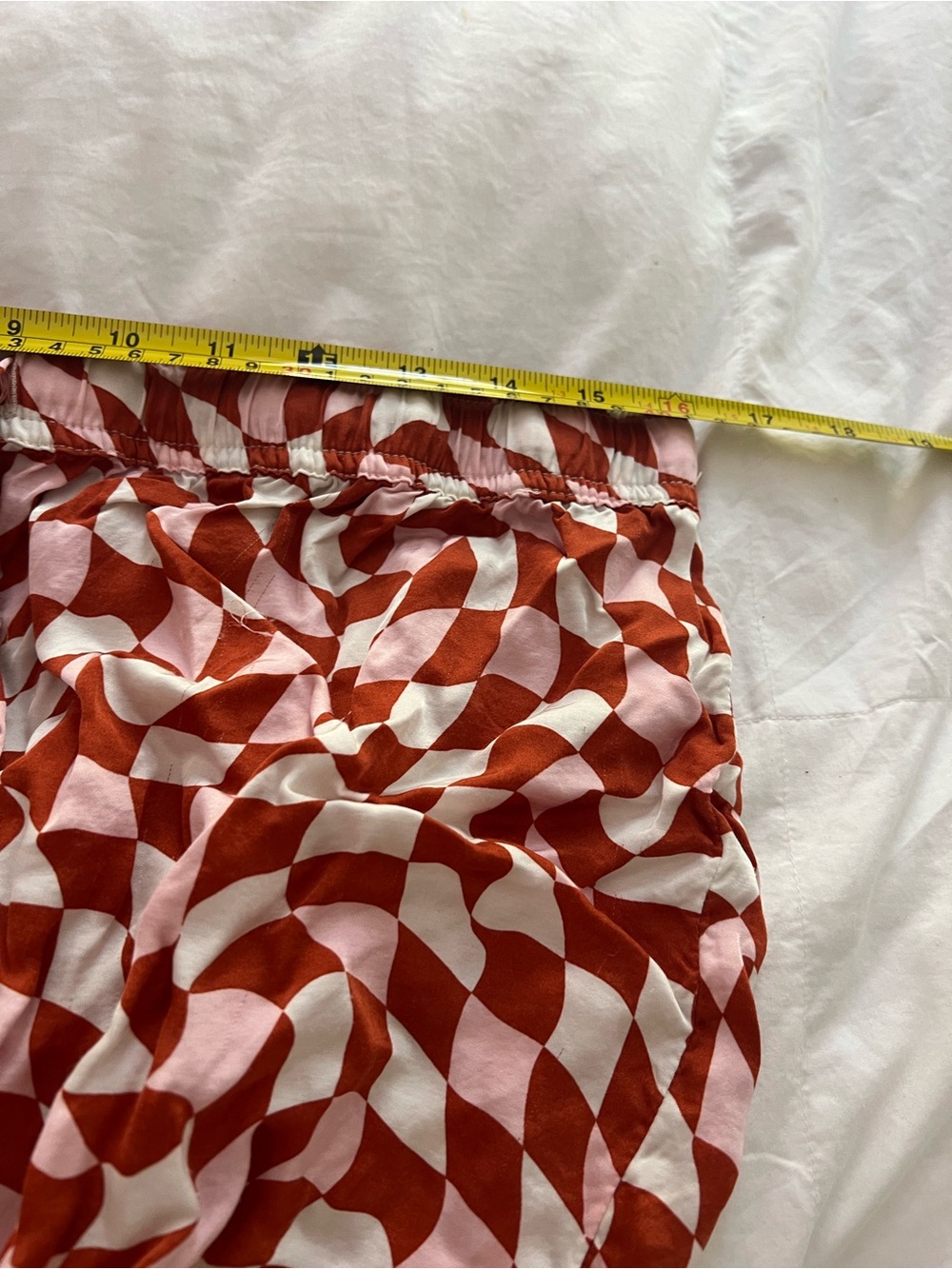 Anthropologie Retro Red & White Geometric Wide-Leg silky lounge Pants xl - Picture 6 of 6